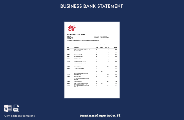 stile verificato Estratto conto della società Russia Home Credit Modello Word e 